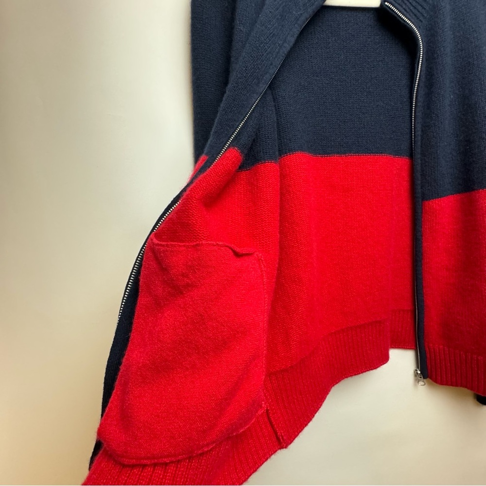 Jenni Kayne cashmere blue red soft full zip cardigan - Picture 9 of 11